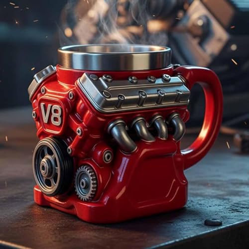 Image of V8 Engine Coffee Mug,Car Coffee Mug Personalized with Handle | Home Decor Gifts for Car Guy Lovers,Mechanics,Birthday, Christmas,Father's Day,Halloween, Thanksgiving