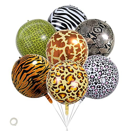 Palloncini Animalier da 22 Pollici Kit Palloncini per Feste a Tema con Elio e Animali Foil 4d Ornamento Leopardo Gigante 7pcs