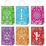 CHUNNIN 24PCS Mexican Fiesta Gift Bag Fifth of May Birthday Party Favor Bags Colorful May 5th Festival Goodie Treat Gift Paper Bag for Birthday Baby Shower Bridal Mexico Party Favors Supplies 8x4.7x3