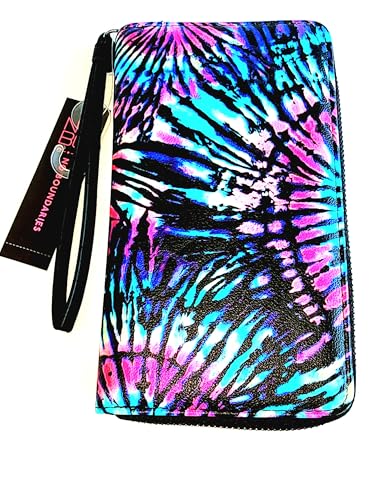 Billetera larga de mujer piel sintetica, cartera de gran capacidad organizador de tarjetas, bolsillo para monedas, monedero con cremallera completa y con agarradera de pulcera.3