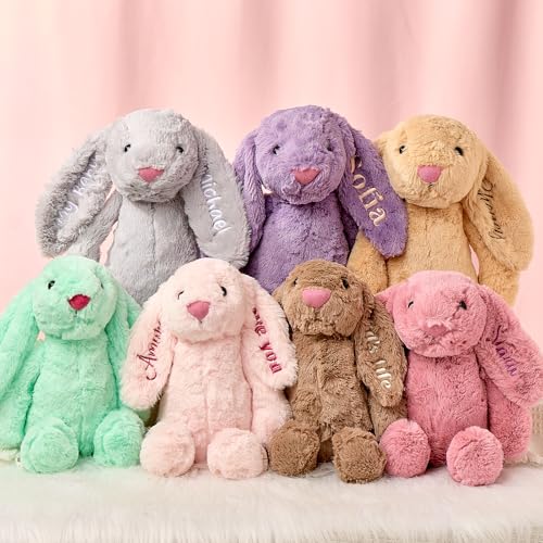 personalized baby gifts bugmkcs bunny stuffed animal for babies with embroidered child39s name handmade custom plush rabbit toy for girl boy customized cute baby gift for newborn kid children39s day