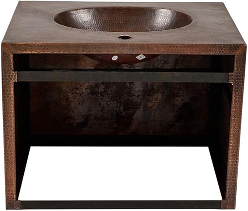 Miniatura 5 de Premier Copper Products VADB24181 - Tocador de cobre martillado a mano de 24 pulgadas para montaje en pared, bronce aceitado