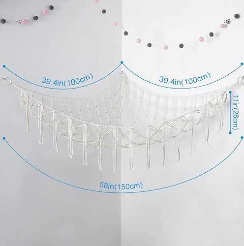 Stuffed Animals Hammock Net Toy Storage Organizer, Unicorn Castle Stuffed Animals Storage Toy Holder Boho Wall Hanging Décor For Nursery Kids Play Room Bedroom,White #TOP6