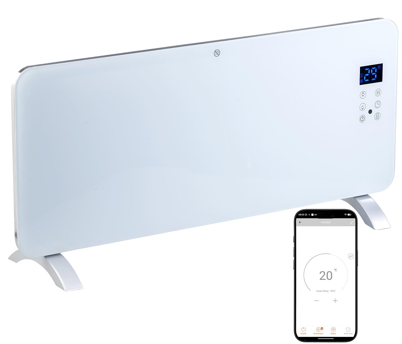 Sichler Haushaltsgeräte Elektroheizkörper: Konvektor-Heizung mit App, für Amazon Alexa & Google Assistant, 2000 W (WLAN Heizung, Wandkonvektor, TUYA)