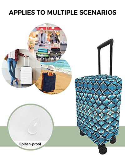 Travel Luggage Cover Spandex Elastic Suitcase Cover for Luggage, Scratch Proof Luggage Cover Protector for Trunk Case 19-21 Inch Luggage, Ombre Abstract Floral Texture Blue4