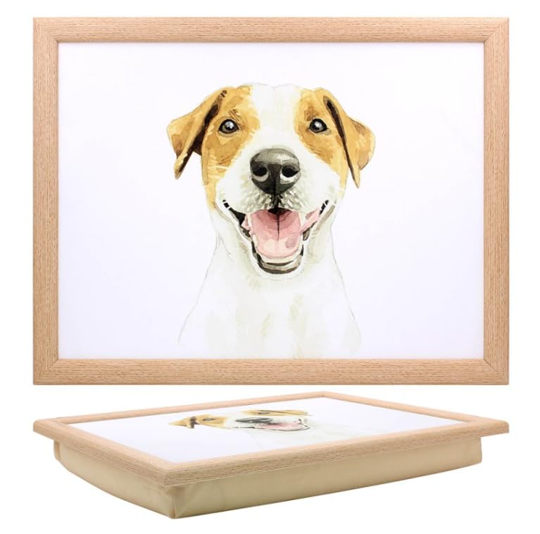 Tamersgifts Cushioned Laptrays Lap Tray TV Dinner Bean Bag Padded Cushion Gift (Jack Russell Laptray) โ image 1