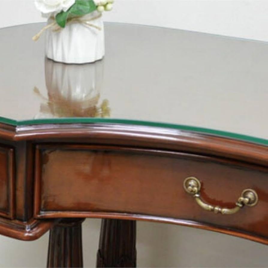 世界三大銘木最高級マホガニー全面仕様『ピーナッツデスク』ガラス天板付き