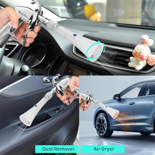 Tornado Dry Cleaning Gun with Brass Adjustable Air Flow Nozzle,Air Blower Gun Quickly Blasts Dirt and Dust from Surface Works with Air Compressor