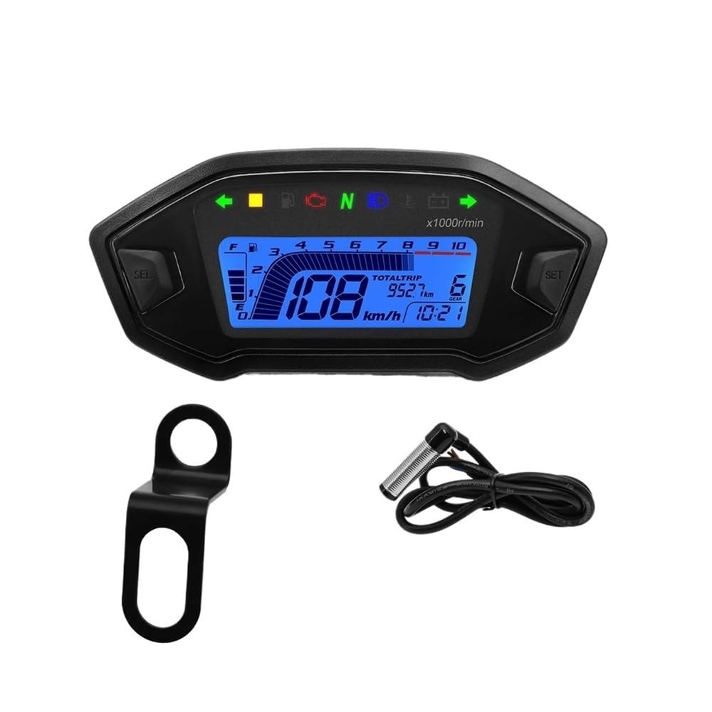 Contachilometri universale Pannello digitale universale per moto, display con tachimetro, contachilometri, livello carburante, temperatura acqua, per 2,4 cilindri