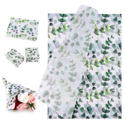 50 Hojas Papel de Seda de Hojas, 50x35cm Bohemio Papel de Seda para Envolver Papel de Seda Verde Eucalipto para Fiesta de Cumpleaños Boda Manualidades Bolsas de Regalo