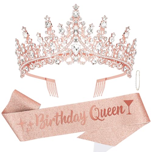 Couronne et écharpe reine d'anniversaire CURASA en strass premium