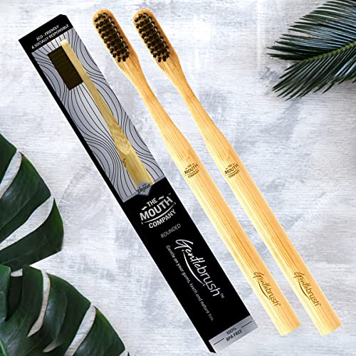 Image of Premium Bamboo Manual Toothbrush For Kids & Adults With Low Pressure Charcoal Activated Bristles-Pack Of 4