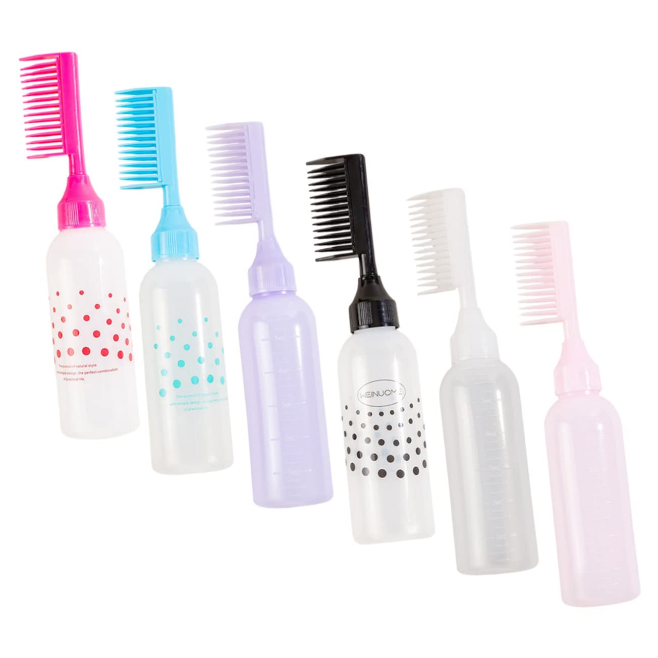 Ipetboom 6Pcs Hair Dye Applicator Bottles with Comb Multi Color Root Comb Applicators for Easy Hair Coloring Includes
