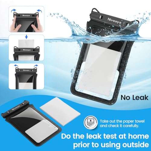 Niveaya Double Space Large Waterproof Phone Pouch 2 Pack up to 8 3 Black - image 9