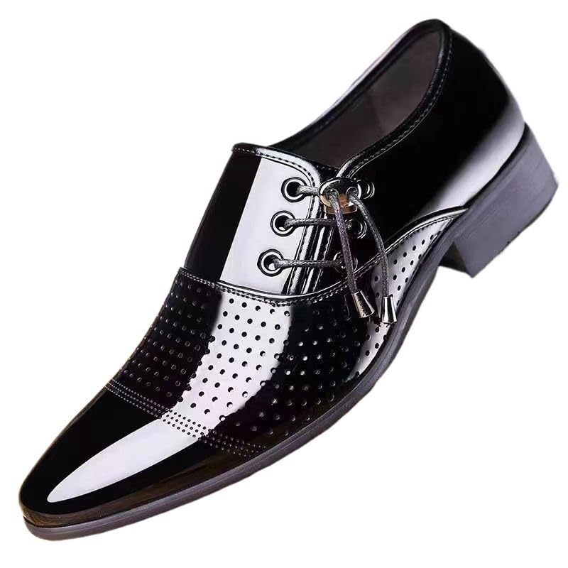 Men Stitched Cap Toe Dress Oxford Formal Shoes Luxury Leather Wingtip Vintage Lace Up Casual Business Anti-Slip Classic