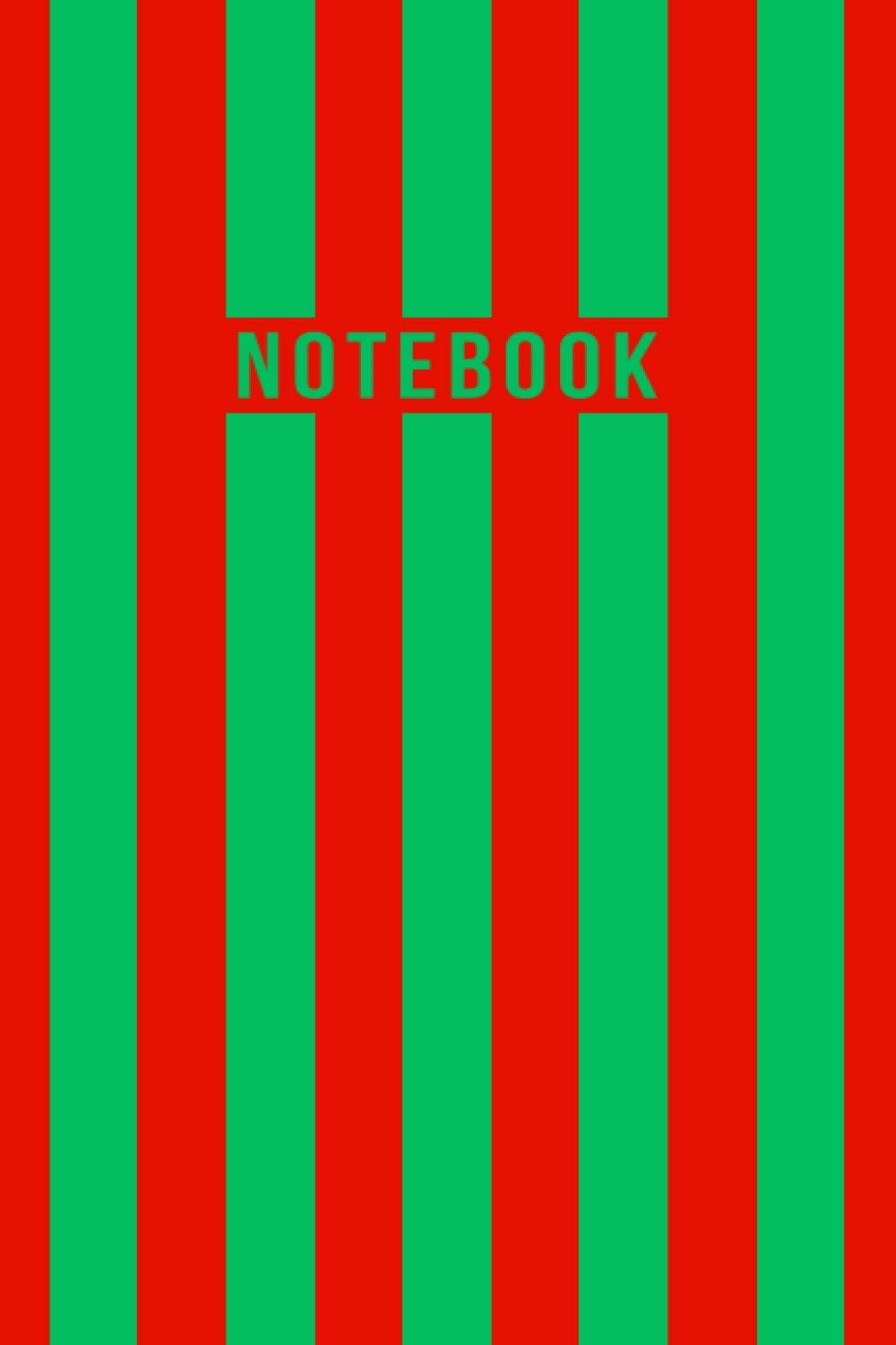 Notebook: Elegant Green and Red Striped Journal - Lined Journal & Diary for Writing and Taking Notes
