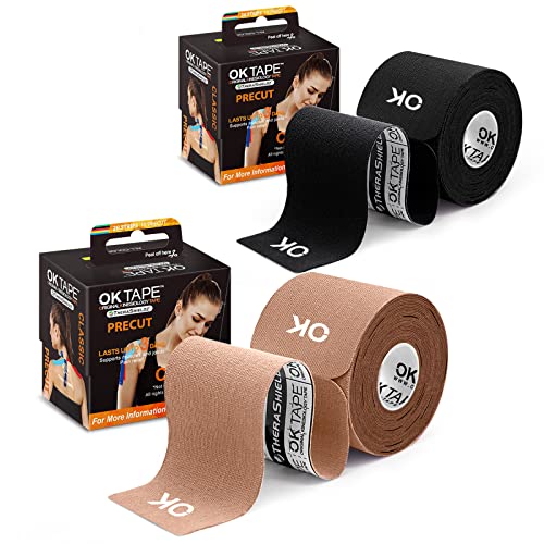 Image of OK TAPE Kinesiology Tape 20 Precut 10”Strips 2 Rolls