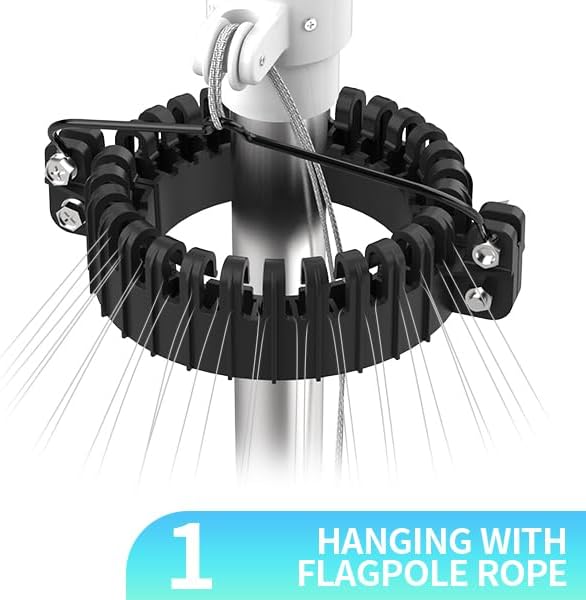 Christmas Tree Flag Pole Mega Topper Light Hook, 2-in-1 Flagpole Lights Hook Christmas Tree Light Kit for Hanging Strings & Xmas Patio Yard Party Decoration with Rope Hook