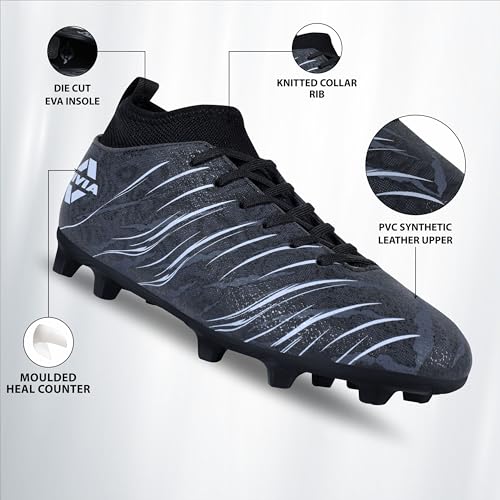 Image of Nivia Carbonite 7.0 pro Football Studs for Men, PVC Synthetic Leather Upper, High Shear Strength TPU Sole, Knitted Collar Rib