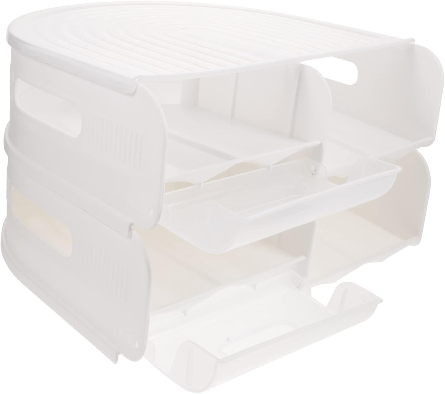 Automatic Rolling Egg Holder with Lid Multi-layer Egg Container for Refrigerator Semi-transparent Cover Shaped Ramp Design for Easy Access