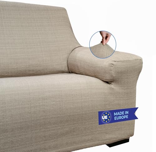 BLUZIMAN Funda Sofa 3 Plazas Gruesa Hecha en España 100%, Fundas Sofá Elastica Ajustable De Calidad, Cubre Capa Sofá 3 Lugares Cobertor Sofa Cover (Tres plazas, Lino)
