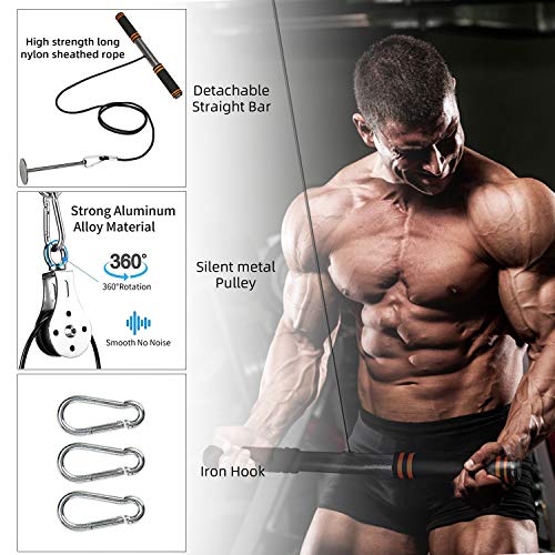 PELLOR Fitness LAT and Lift Pulley System, Weight Pulley System with Loading Pin, Cable Machine for Triceps Pull Down, Biceps Curl, Back, Forearm, Shoulder- Pulley Cable System Home Gym Equipment - Thumbnail 2