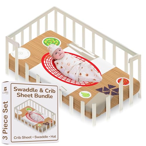 Image of Cuddle Club Newborn Swaddle Gift Set – Includes Swaddle Blanket, Hat & Crib Sheet in Fun Styles – For Baby Boys & Girls