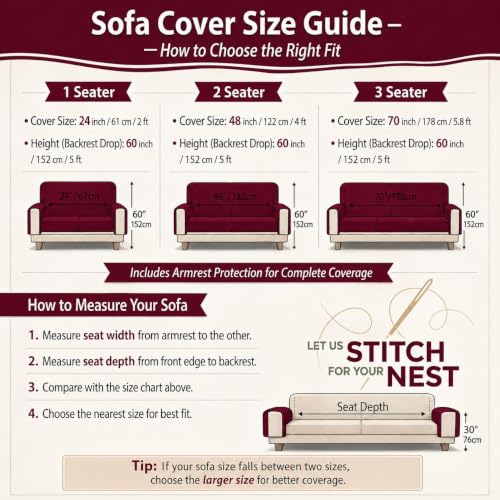 Image of STITCHNEST 'Haven Soft Series' 1 Seater Sofa Cover | Full Coverage Sofa Cover| Premium Velvet Fabric, Washable & Durable Furniture Cover for Modern Living Rooms