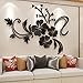 3D Adesivo da Parete Fiori Specchio DIY Adesivi Murali Acrilico Forma di Fiore Riflettente Adesivi Carta da Pareti Arte Decorativo per Camera da Letto Soggiorno Divano(Nero S:90cm * 120cm)