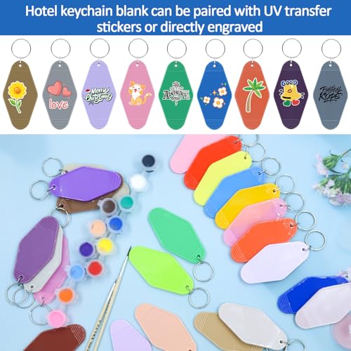 Image of LOTMER 20 /30 /40 /80 PCS Hotel Keychain Blank with Key Rings, 60 Colors Motel Key Chains for DIY Keychains