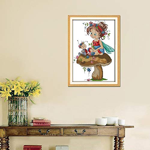 Yzdkj Cartoon Style The Little Girl And A Sevenspotted Ladybug Cheap Free Counted Cross Stitch Alphabet Patterns For Kids (Cross Stitch Fabric Ct Number : 14Ct Stamped) #TOP1