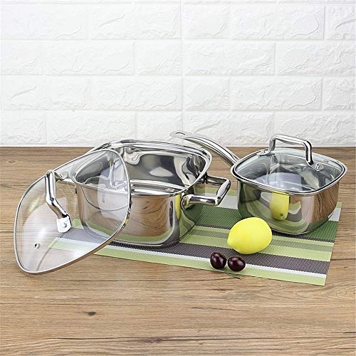 SBCGFY Juego de ollas Juego de Utensilios de Cocina Profesional para Todo Tipo de Estufas, Incluidas cocinas de inducción Juego de Utensilios de Cocina(Plata 16+20cm)