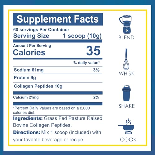 Zammex Premium Collagen Peptides Powder Unflavored,Hydrolyzed Proteins Types I & III, Supports Hair, Skin, Nails, Joints, Grass Fed, Non-GMO, Gluten-Free,Paleo & Keto Friendly,60 Servings - Image 4