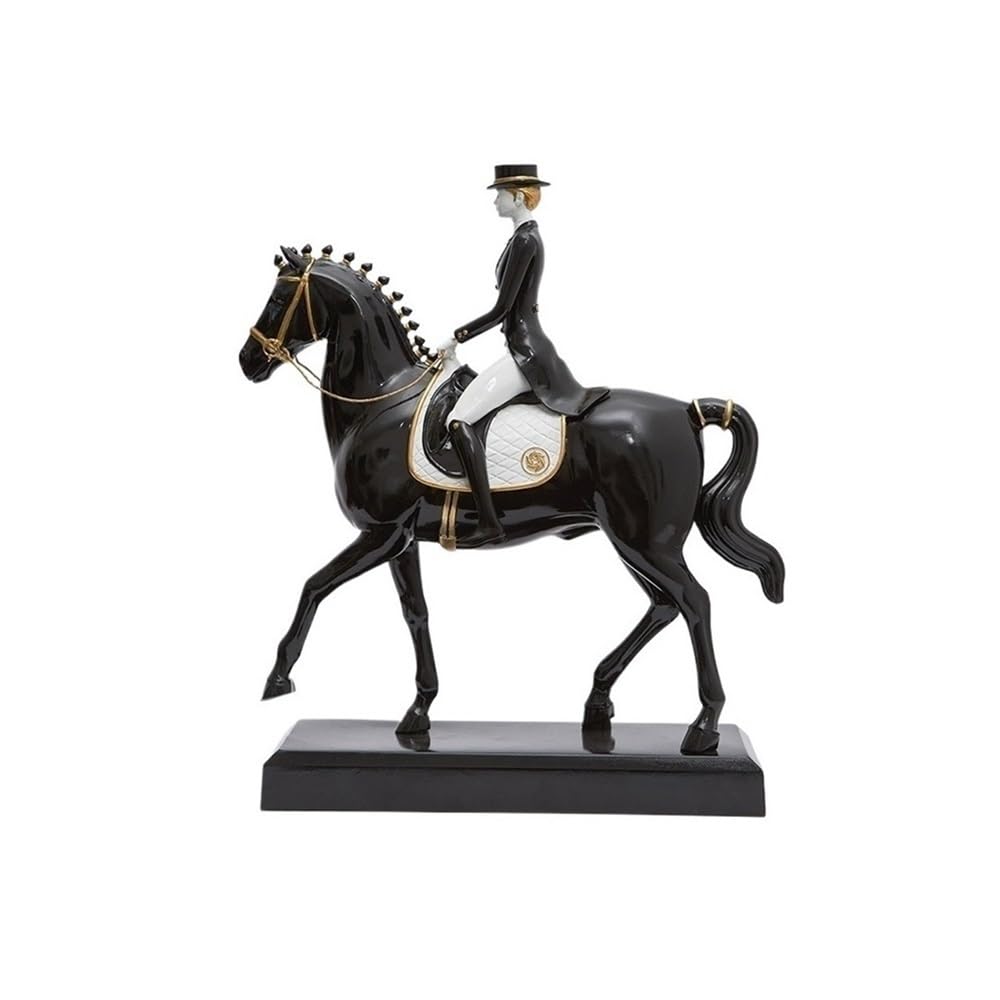 Wqqyu6hkf Black Table Decorations Simple Horse Riding Figure Sculpture Home Ornaments Living Room Study Decoration Art Statue(Black)