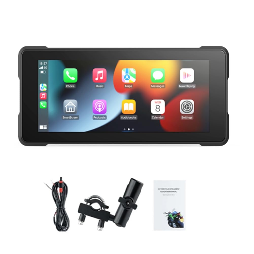 Bamberg Navigatore GPS Bluetooth Portatile da 6,86 Pollici per Motociclette, Resistente all'Acqua IP68, con Schermo Wireless, Compatibile con Carplay Android Auto e Lettore MP5.