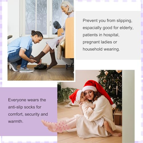 Image of Pilates Socks for Women, Non Slip Grip Socks for Yoga, Barre, Hospital, Grippy Socks Womens Gifts, 4 Pairs