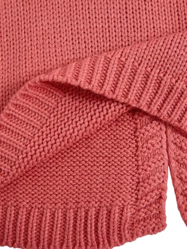 Image of MakeMeChic Women's 3D Floral Cardigan Sweaters Open Front Cropped Cute Cardigan Lantern Sleeve Outerwear Watermelon Pink Medium