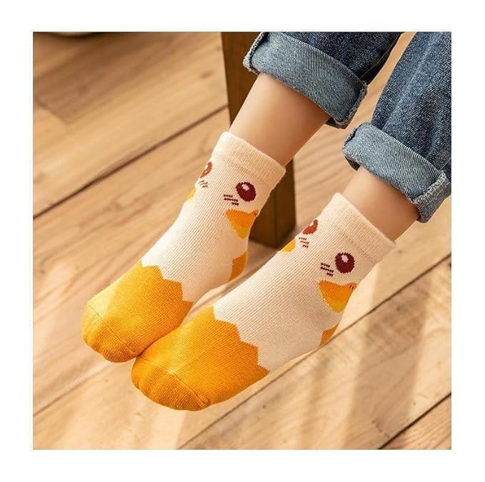 SoxLife Kids Cotton Socks, Pack of 5, Cartoon Designs, Ages 6-8 Years, Unisex (IN, Age, 6 Years, 8 Years, Cute Duck) - Image 3 thumbnail