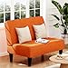 Changjie Furniture Small Loveseat Sofa Upholstered Mini Couch for Small Spaces 2-Seater Sofa Couch with Wooden Legs for Bedroom Living Room (Orange)