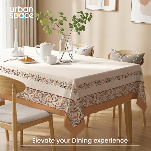 Image of Urban Space Sicilia Table Linen Collection - Premium Water & Stain Resistant Dining Table Cover for 4 Seater, Anti Skid Table Cloth for Center Table (Still Morning, 4 Seater 52 inch x 72 inch)