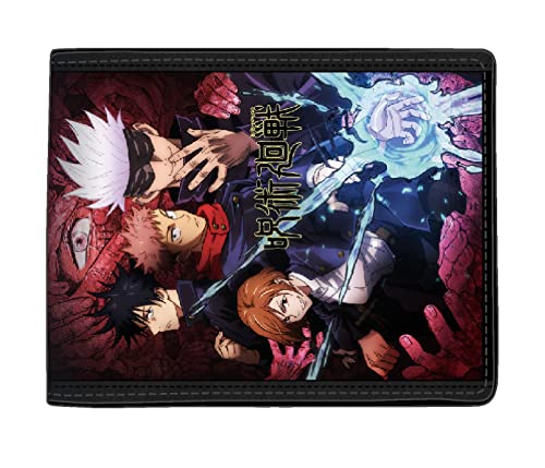 Jujutsu Kaisen Character Art Men's Large Black Bifold Wallet
