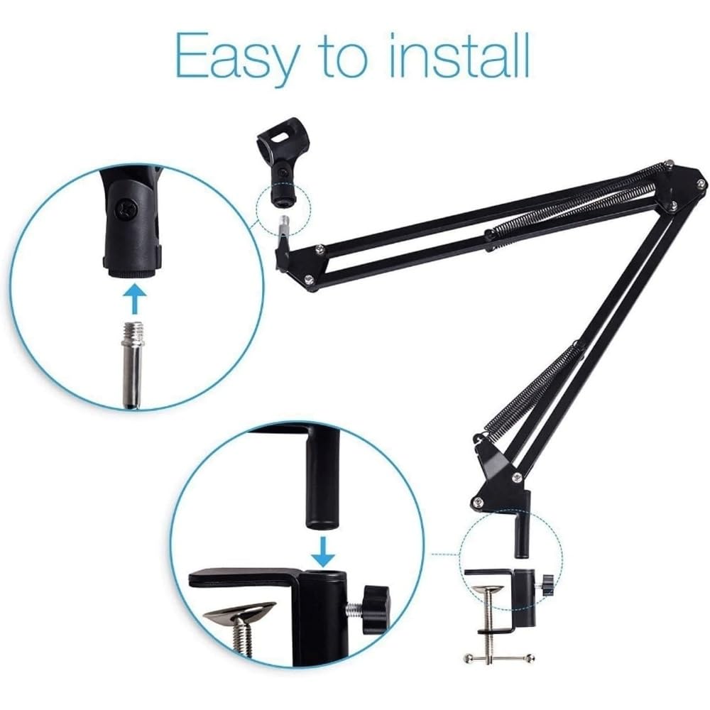Support De Bras De Microphone, Support De Micro De Bureau À Bras De Flèche Rotatif, Bras Articulé De Microphone, Bras De Suspension De Microphone For Les Jeux En Studio D'enregistrement En Streaming
