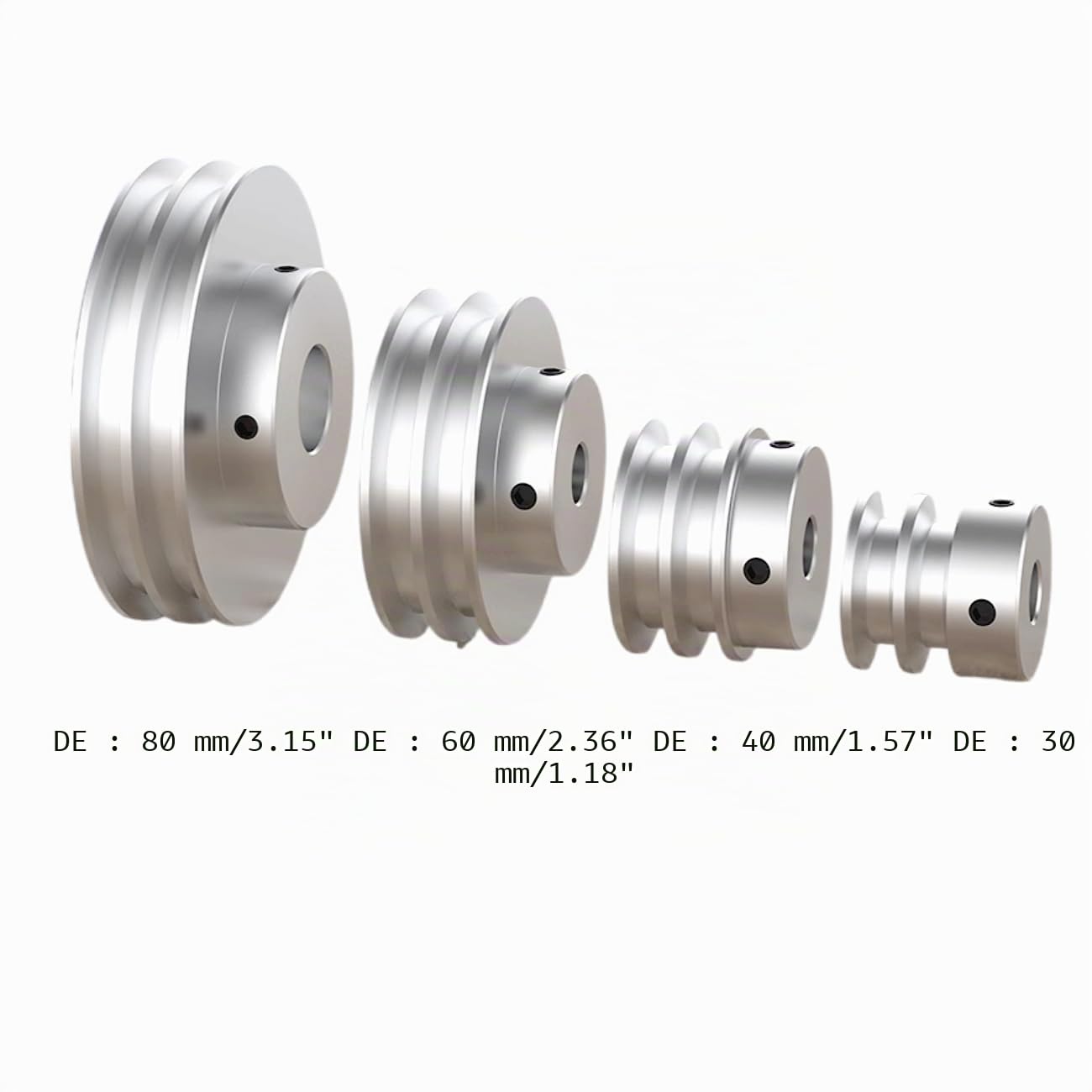 CHANCS Poulie à double gorge en alliage d'aluminium pour courroie trapézoïdale 40mm OD 19mm) Poulie à alésage fixe pour machine de forage d'arbre de moteur 6mm(1/4")