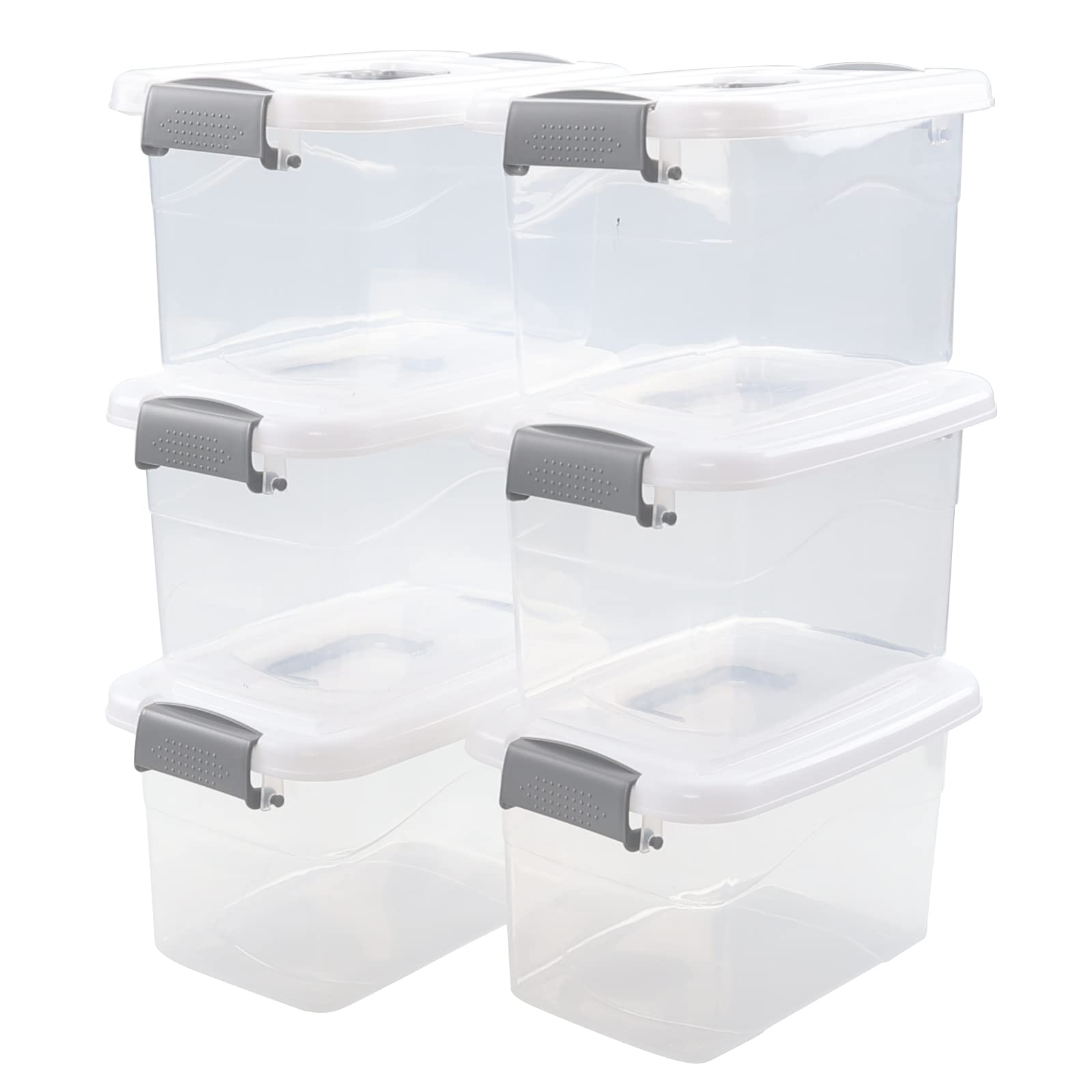Saedy 6 L Small Lidded Storage Box, 6 Pack Plastic Latch Storage Container Box, F