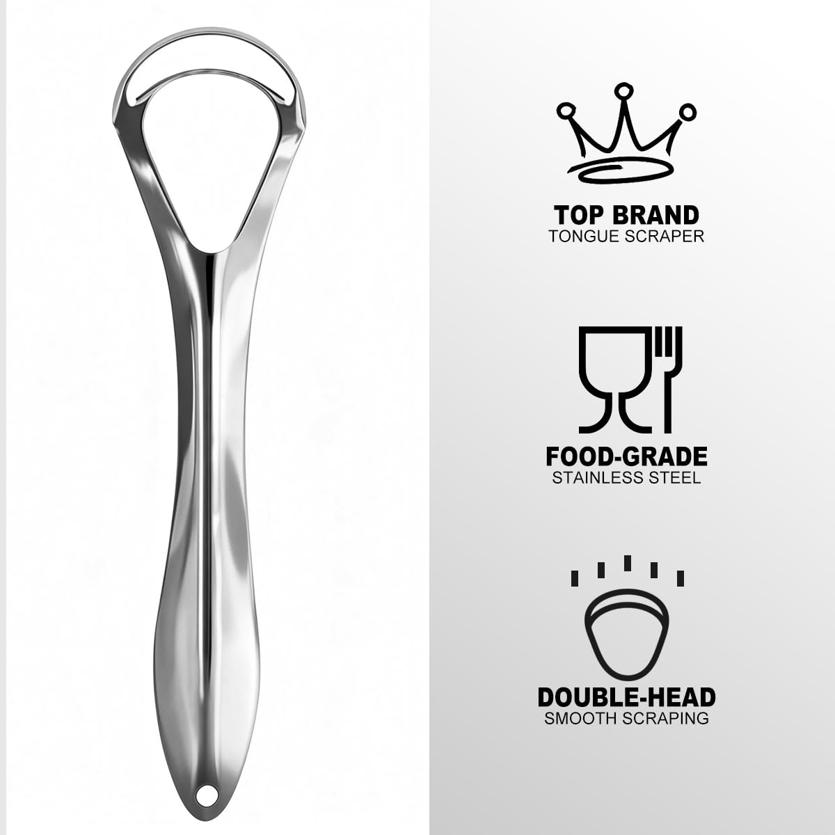 G.CATACC Metal Tongue Scraper for Adults & Kids, Stainless Steel Tongue Cleaner Scrubber for Oral Care - Reduce Bad Breath