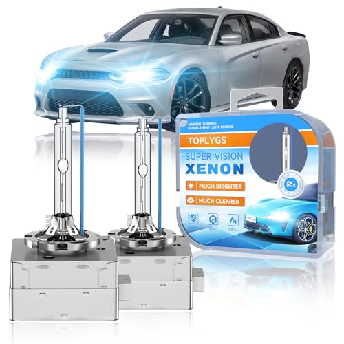 Image of 8000K D3S Xenon Headlight Bulb Fit for Dodge Charger Challenger | OEM High Low Beam Xenon Light Fit for Dodge Charger 2011-2020 Challenger 2015-2021, 400% Brighter Long Lifespan, Pack 2
