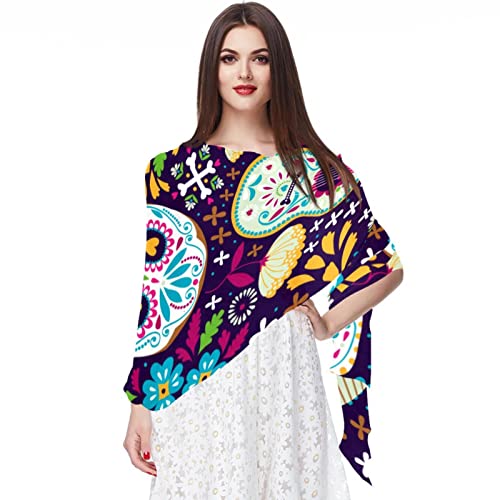 Châles et écharpes Skull Violet pour sublimer vos soirées d'automne