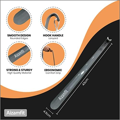 Aizamfit ShoeHorn 430 mm Long, Grey Handle Step up Your Shoe Game