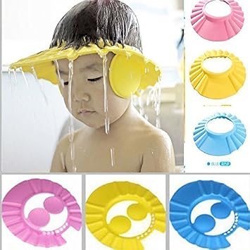 BuyStack Adjustable Safe Soft Bathing Baby Shower Cap Wash Hair For Children Baby Eye Ear Protector Adjustable Leaves Shape Bathing Shower/Shamoo Cap Hat Baby Shower Caps (Set of 1, Multicolor)