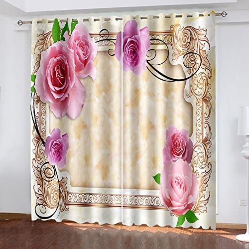 AMDXD Cortina de poliéster para niños, rosa y amarillo, 264 x 214 cm